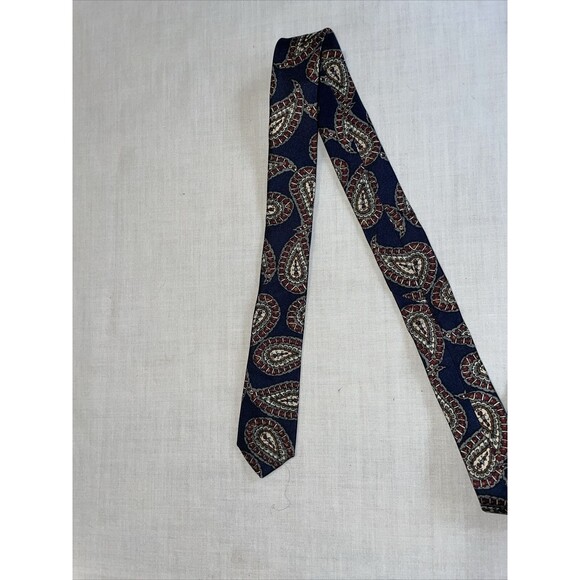 Pierre Balmain Men’s Dress Tie Size 55” Navy Blue Paisley Silk Business Formal - Picture 12 of 12